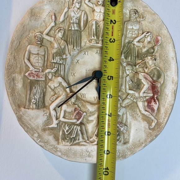 Hand painted  Wall Clock Twelve Greek Roman Olympian Gods Sculpture Cast Stone - Picture 10 of 10